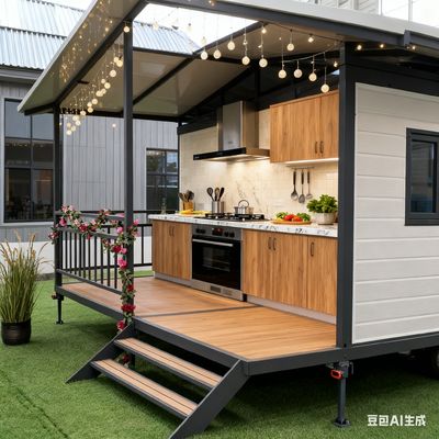 주문 20FT double wing container house with balcony, bending parts 2.0mm steel column 온라인 제조