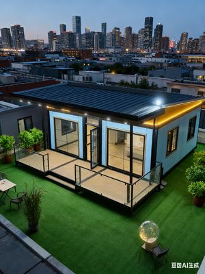 주문 Expandable Container House with 100mm Thick Wall 5.5 Tons Net Weight and L-shaped Cabinet 온라인 제조