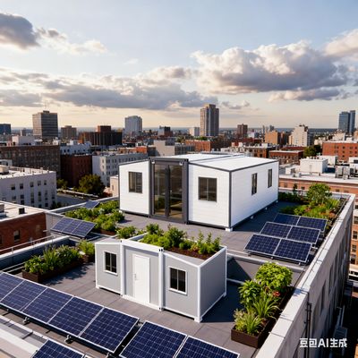 주문 56제곱미터 바닥 면적 L9000*W6220*H2480mm, 30년 이상 수명의 소형 트윈 윙 조립식 접이식 주택 온라인 제조