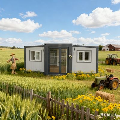 접이식 20ft 컨테이너 37 평방 미터 바닥 면적 구부러진 부분 2.0mm 하단 빔과 50-75mm EPS 샌드위치 패널