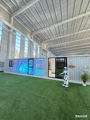 내부 치수 L11540 * W6060 * H2240 mm, 18 두께 방화 시멘트 섬유 바닥, Bull 30 * 30 평면 램프를 갖춘 40피트 확장형 컨테이너 주택