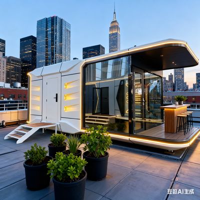 스페이스 캡슐 하우스 스페이스-29 모델 L8560 * W3460 * H3400 차원 및 1 침실 1 욕실 1 발코니